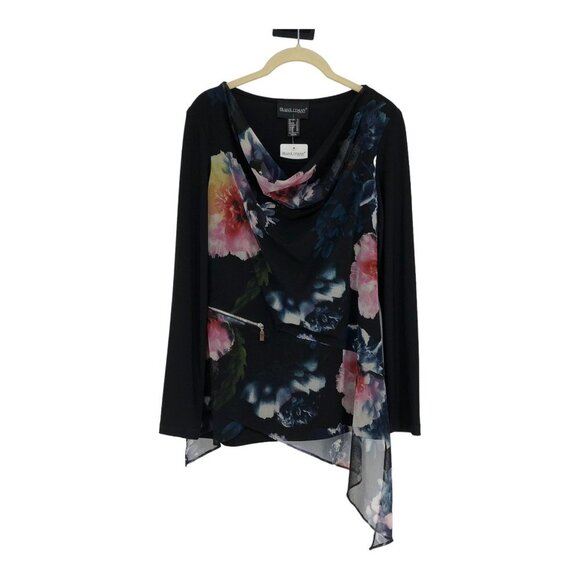 BNWT Frank Lyman Black & Multicolor Floral LS Cowl Neck flowy blouse  size 6 - Picture 14 of 14